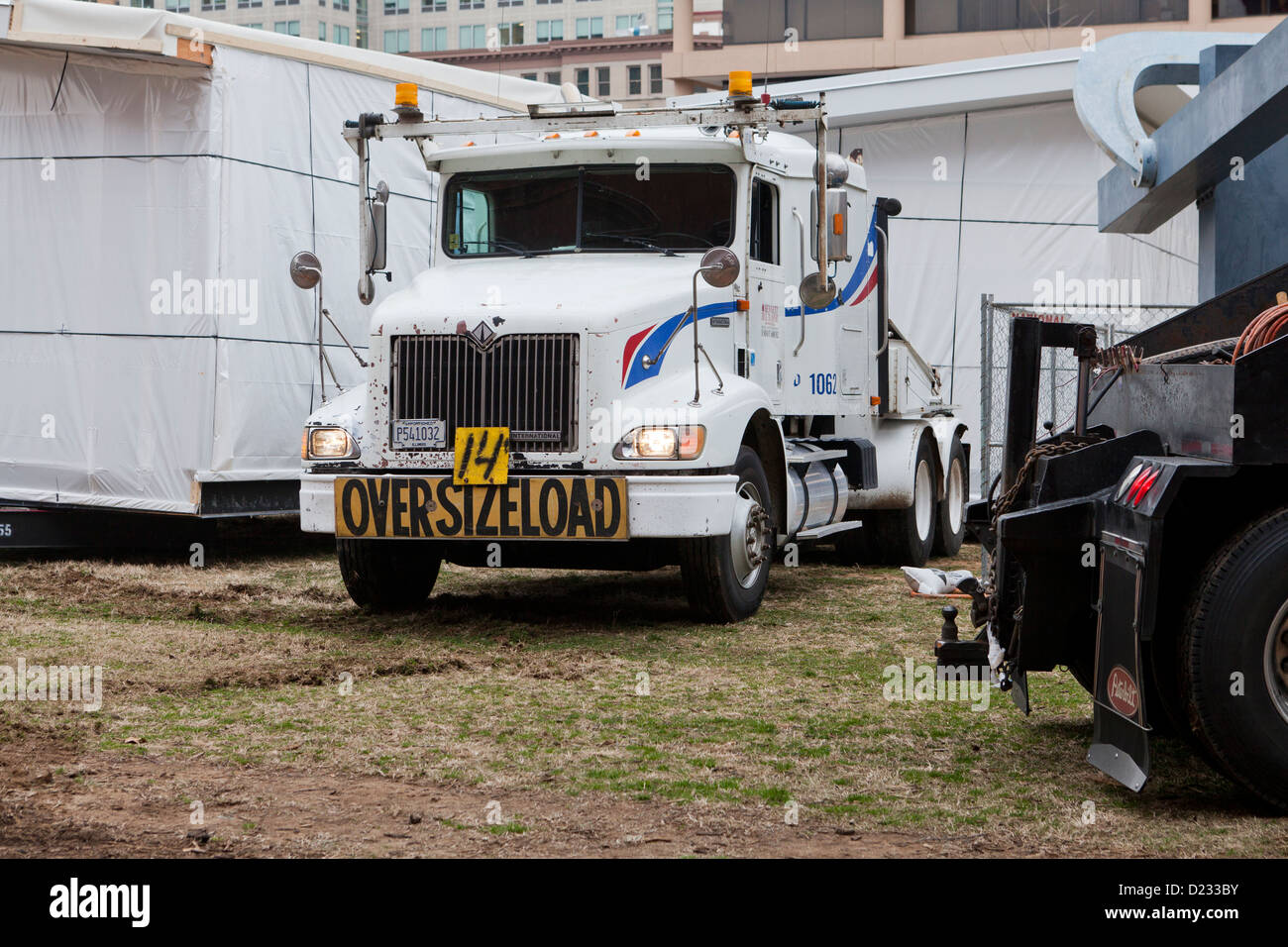 Oversize load truck Stock Photo