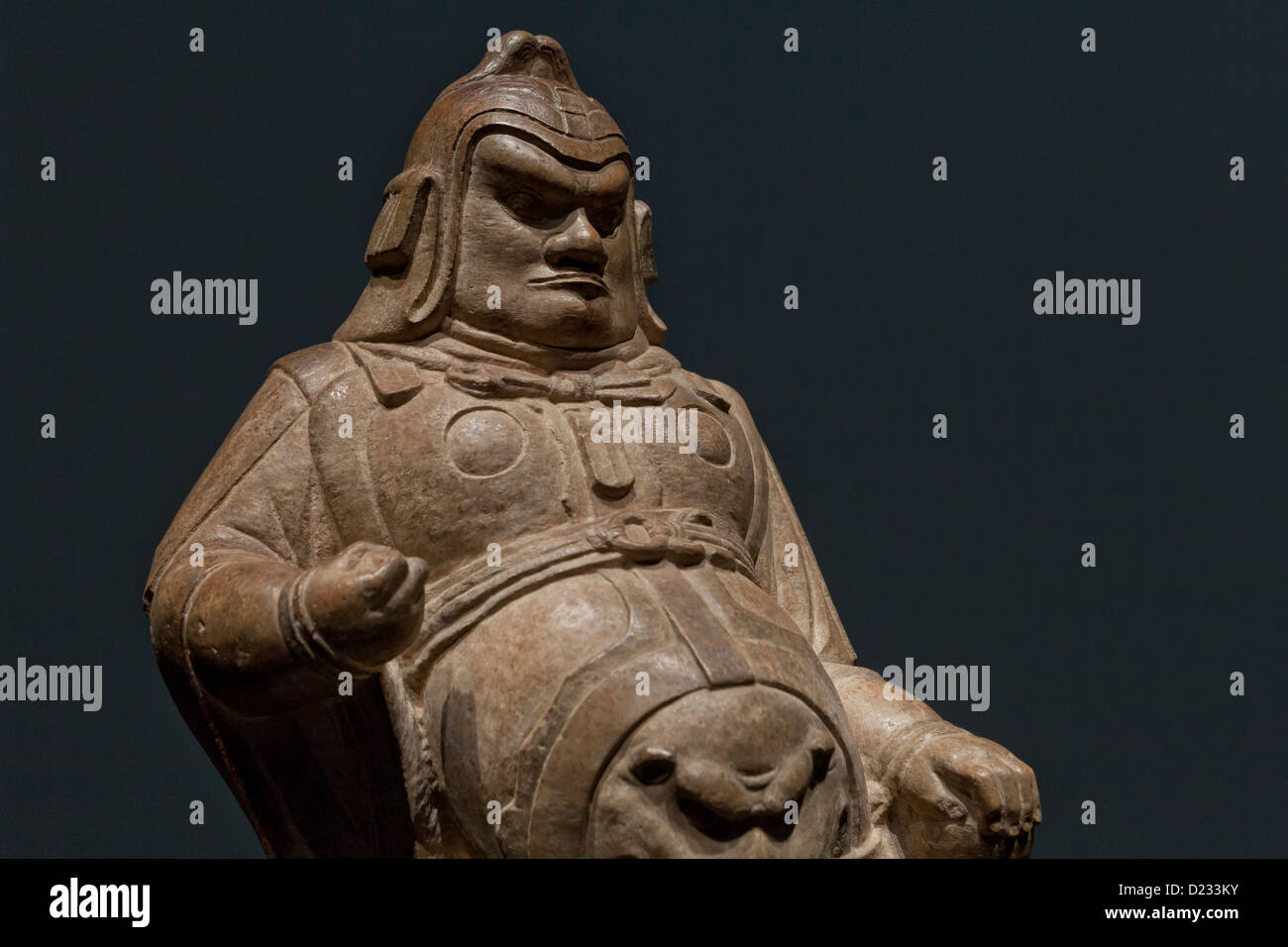 Buddhist temple guardian sculpture, Tang dynasty, 7th century, China Stock Photo