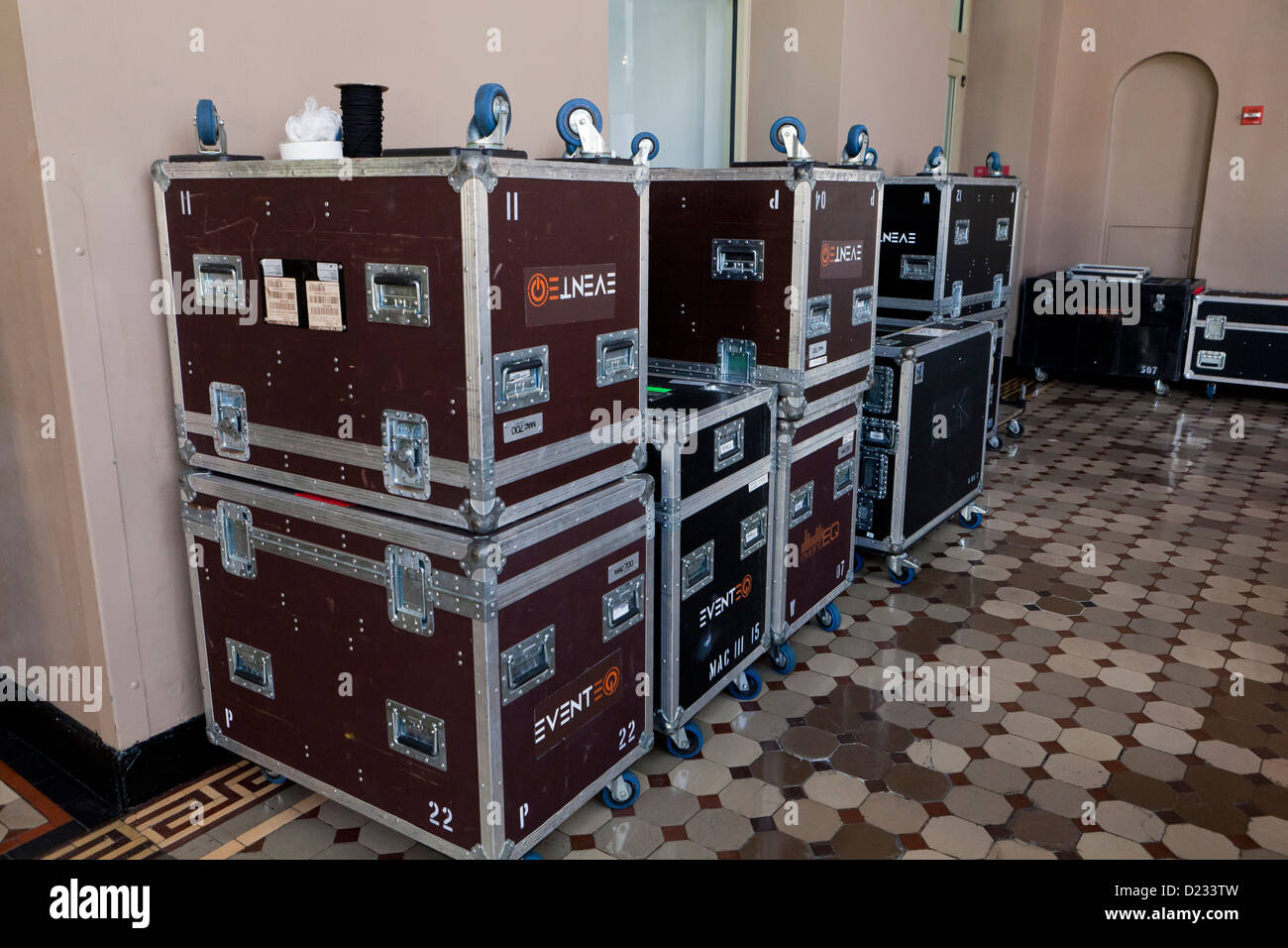 Stacked roadie cases - USA Stock Photo