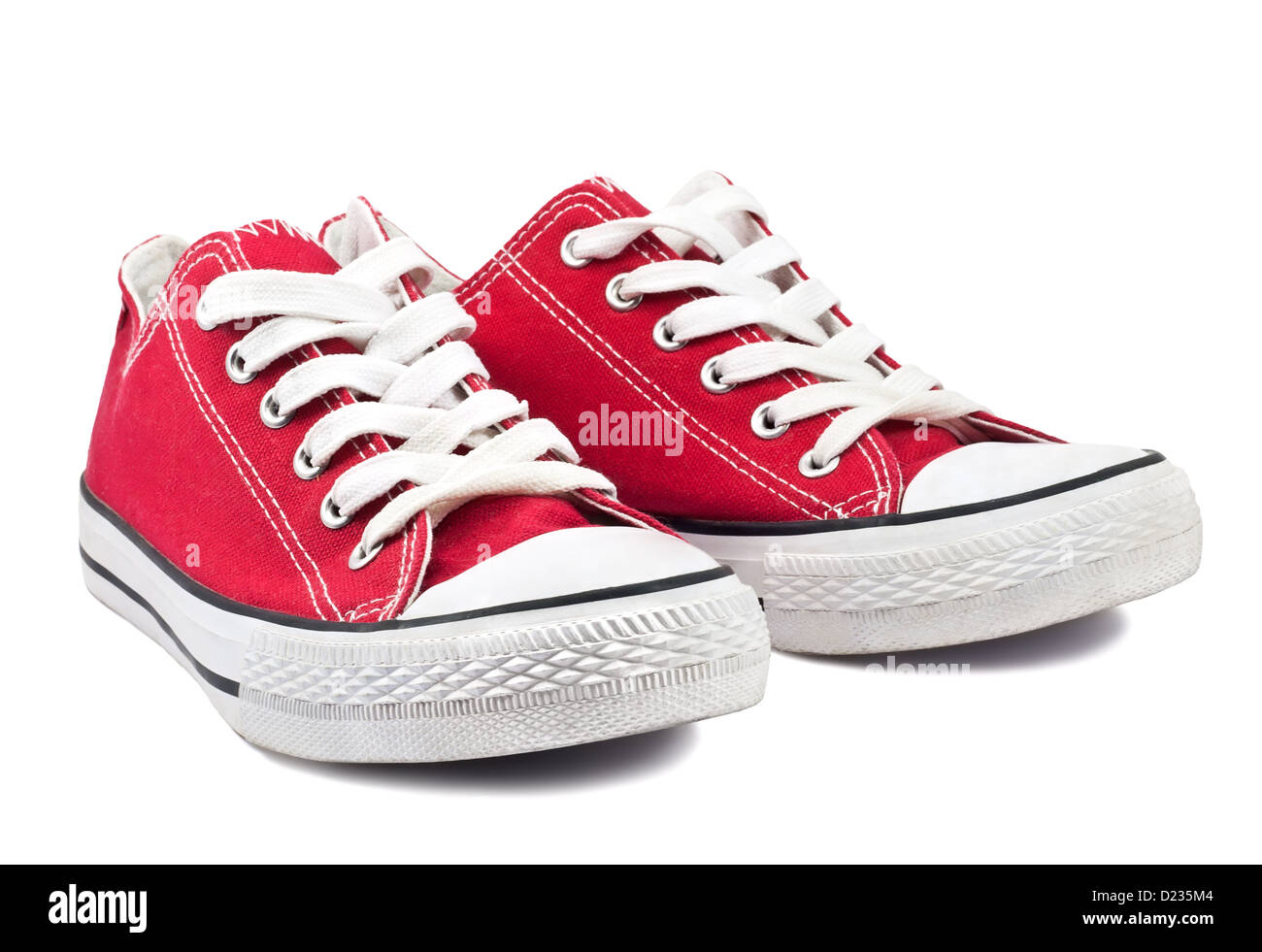 vintage red shoes on white background Stock Photo