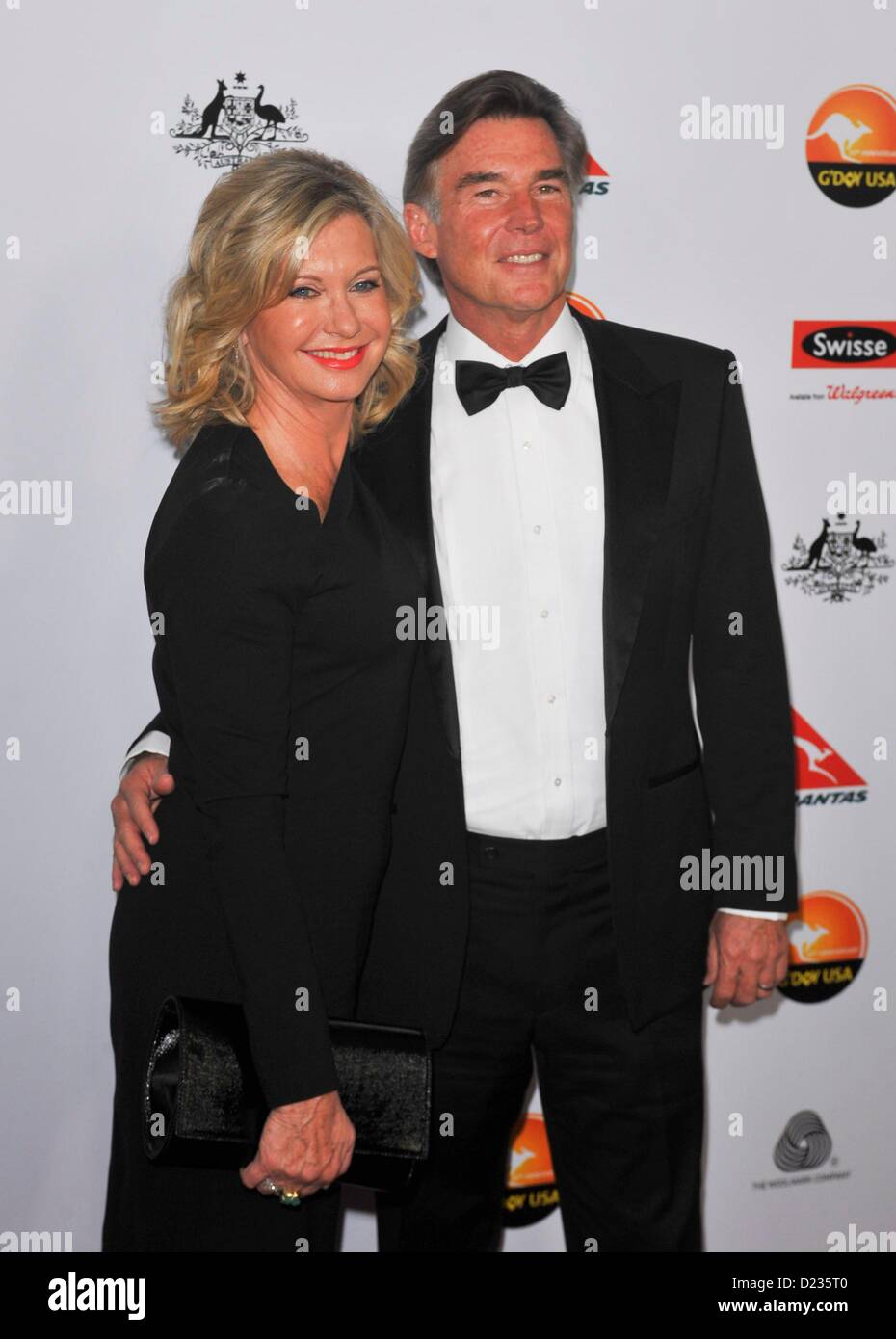 Olivia Newton John,  John Easterling at arrivals for G'Day USA Gala, JW Marriot at LA Live, Los Angeles, CA January 12, 2013. Photo By: Elizabeth Goodenough/Everett Collection Stock Photo