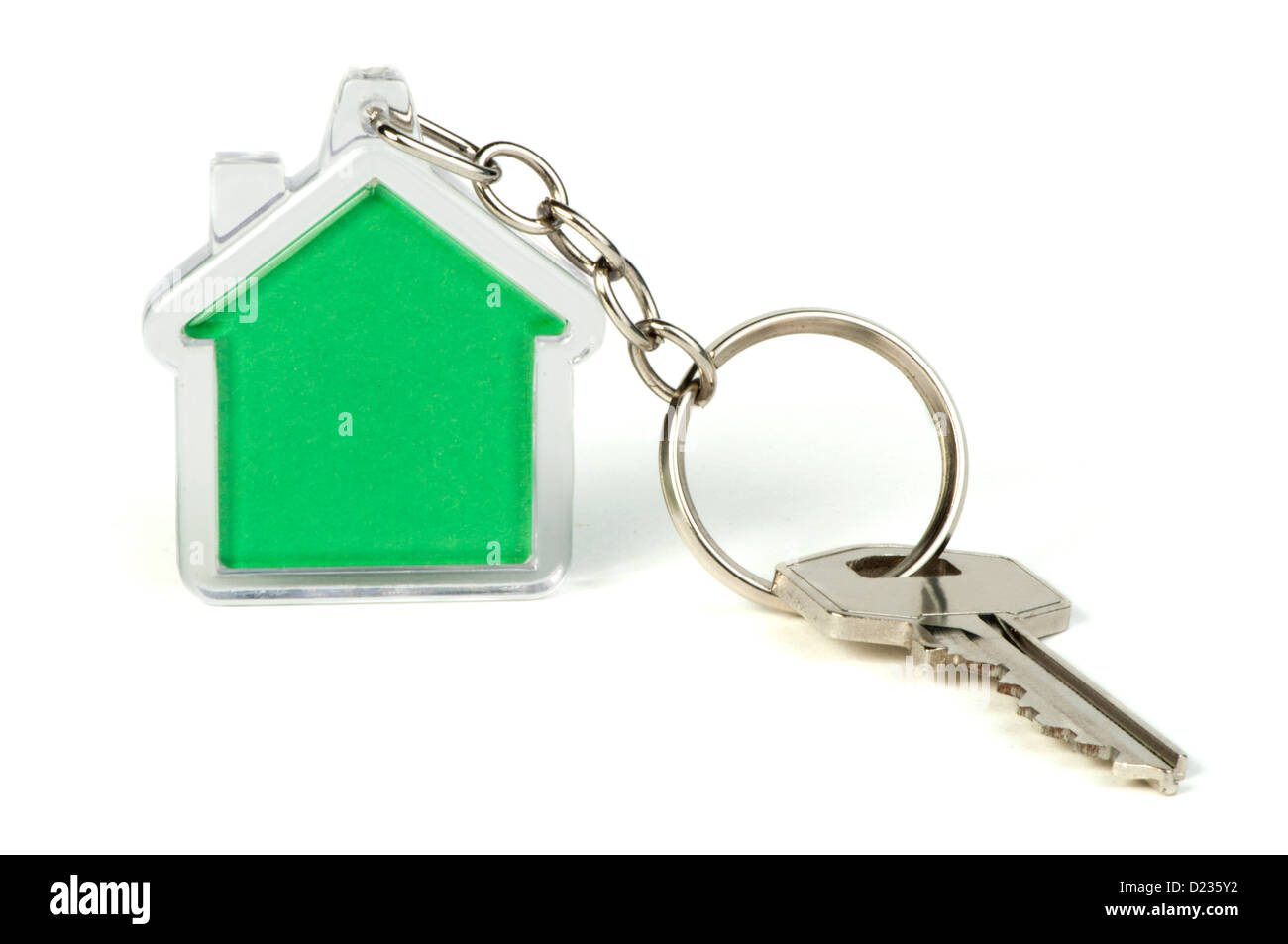 Keychain with figure of green house Stock Photo