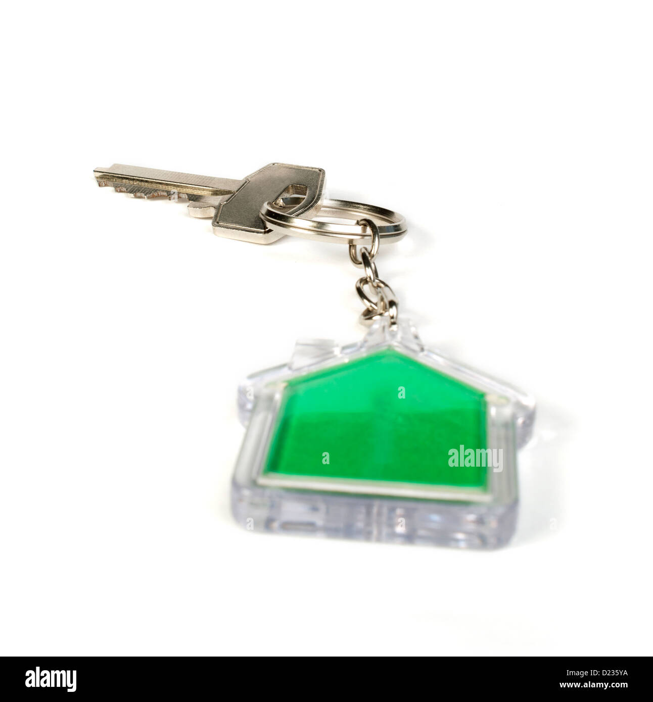 Keychain with figure of green house Stock Photo