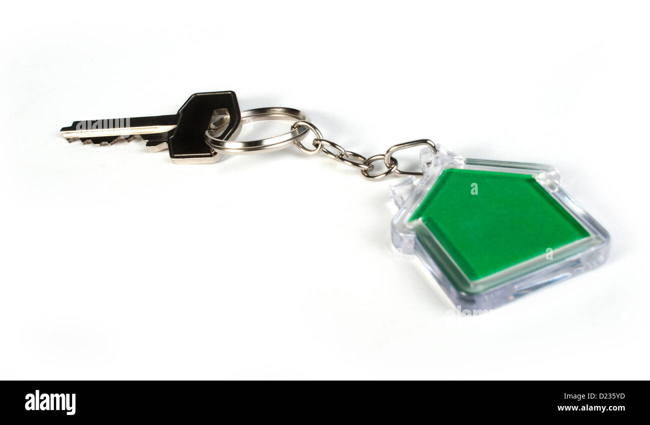 Keychain with figure of green house Stock Photo