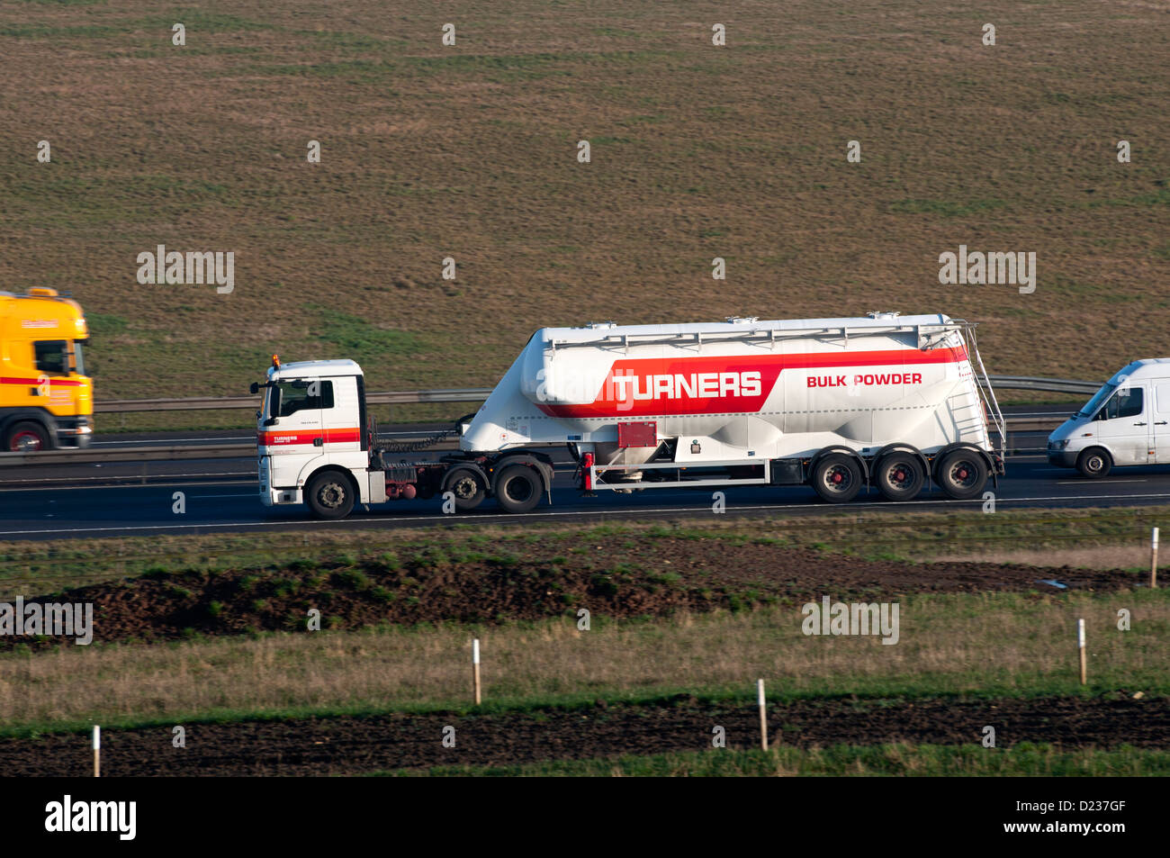Turners bulk powder lorry on M40 motorway, UK Stock Photo