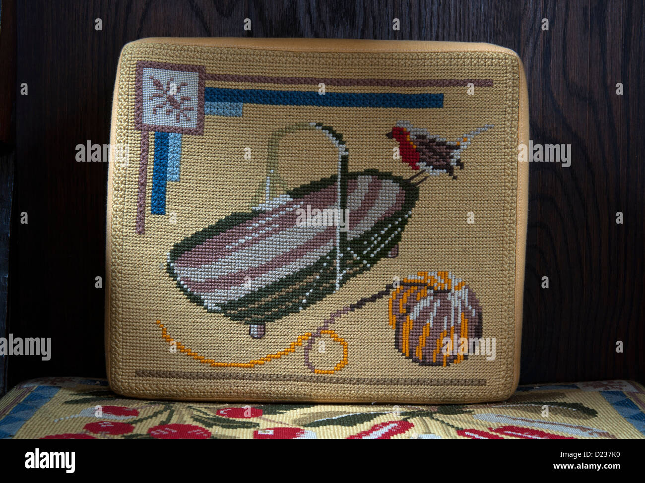 A hassock in Pershore Abbey, Worcestershire, England, UK Stock Photo