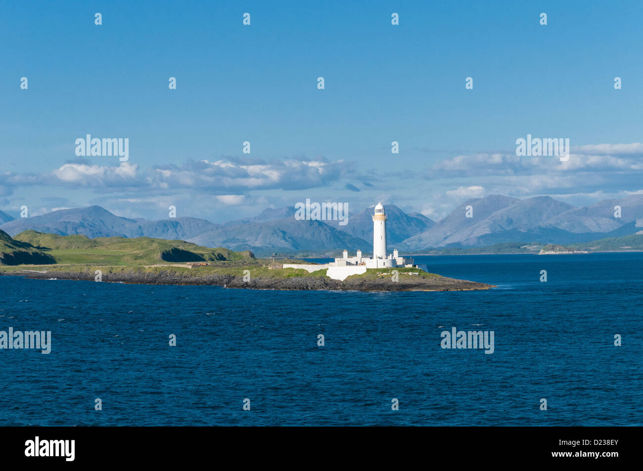 Lismore Lighthouse Eilean Musdile in the Firth of Lorne at the entrance to Loch Linnhe Argyll & Bute Scotland Stock Photo