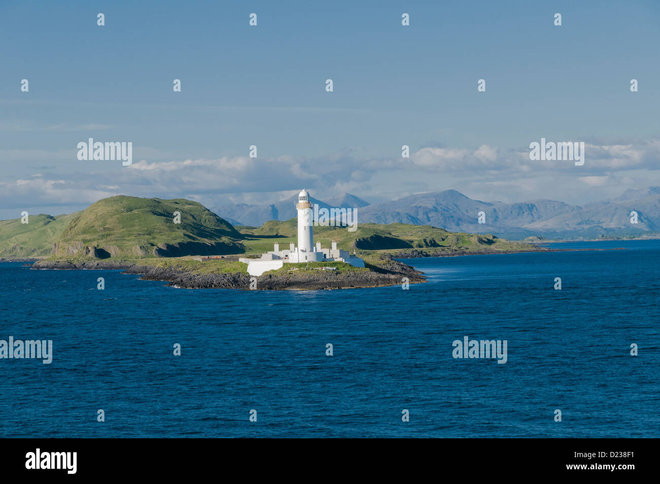 Lismore Lighthouse Eilean Musdile in the Firth of Lorne at the entrance to Loch Linnhe Argyll & Bute Scotland Stock Photo