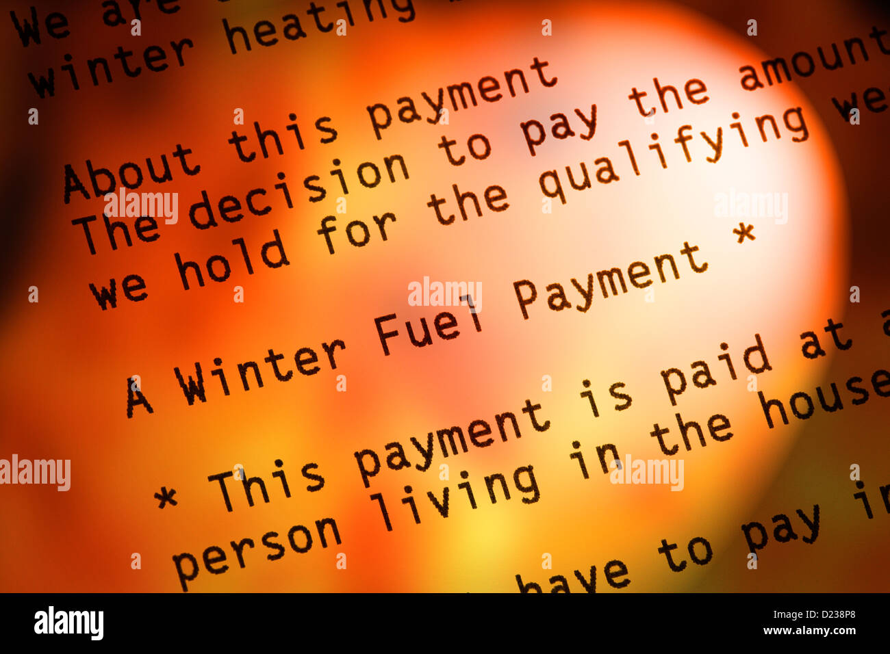 Winter Fuel payment letter Stock Photo Alamy