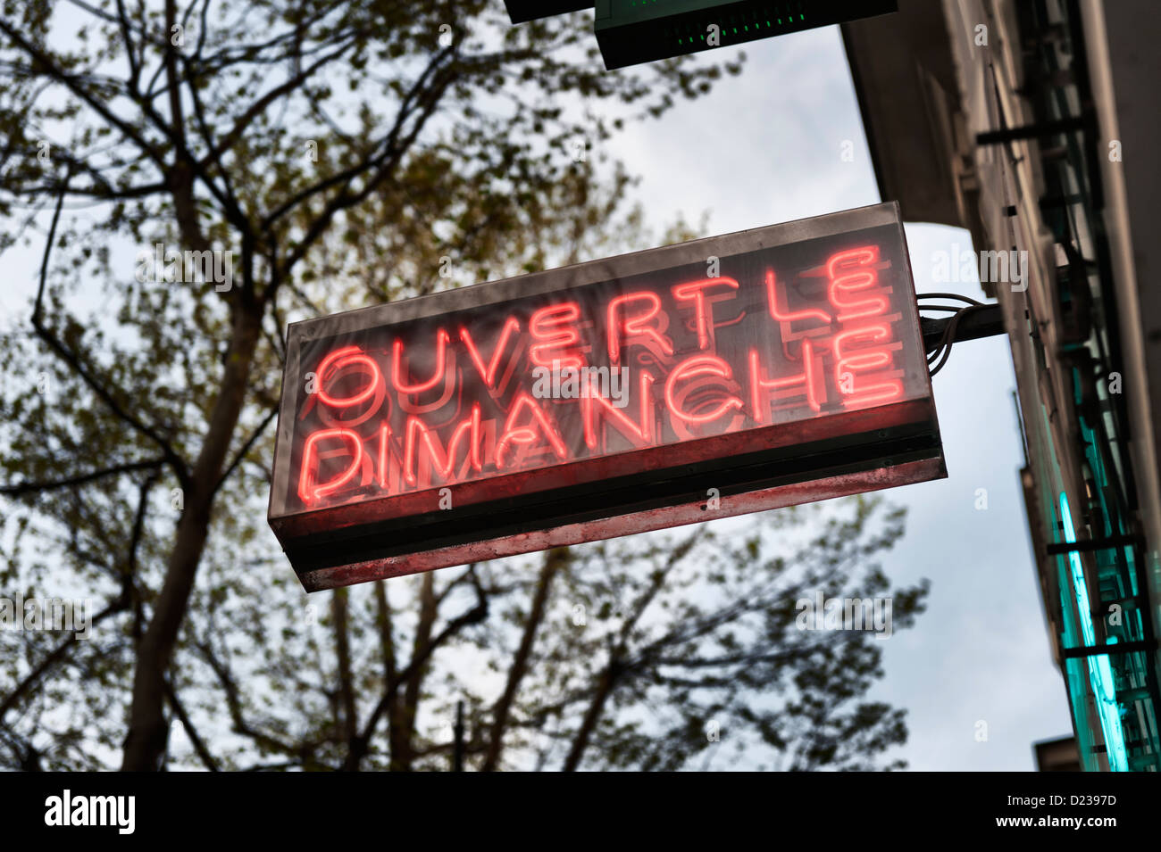 Sign at the entrance of a restaurant saying in French - Ouvert - meaning in  English - Open Stock Photo - Alamy