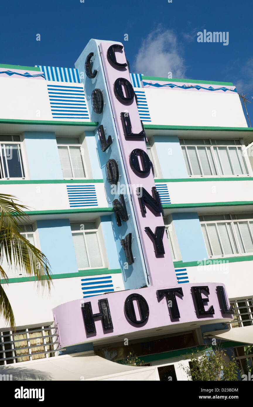 Miami South Beach Ocean Drive Colony Art Deco Hotel Stock Photo