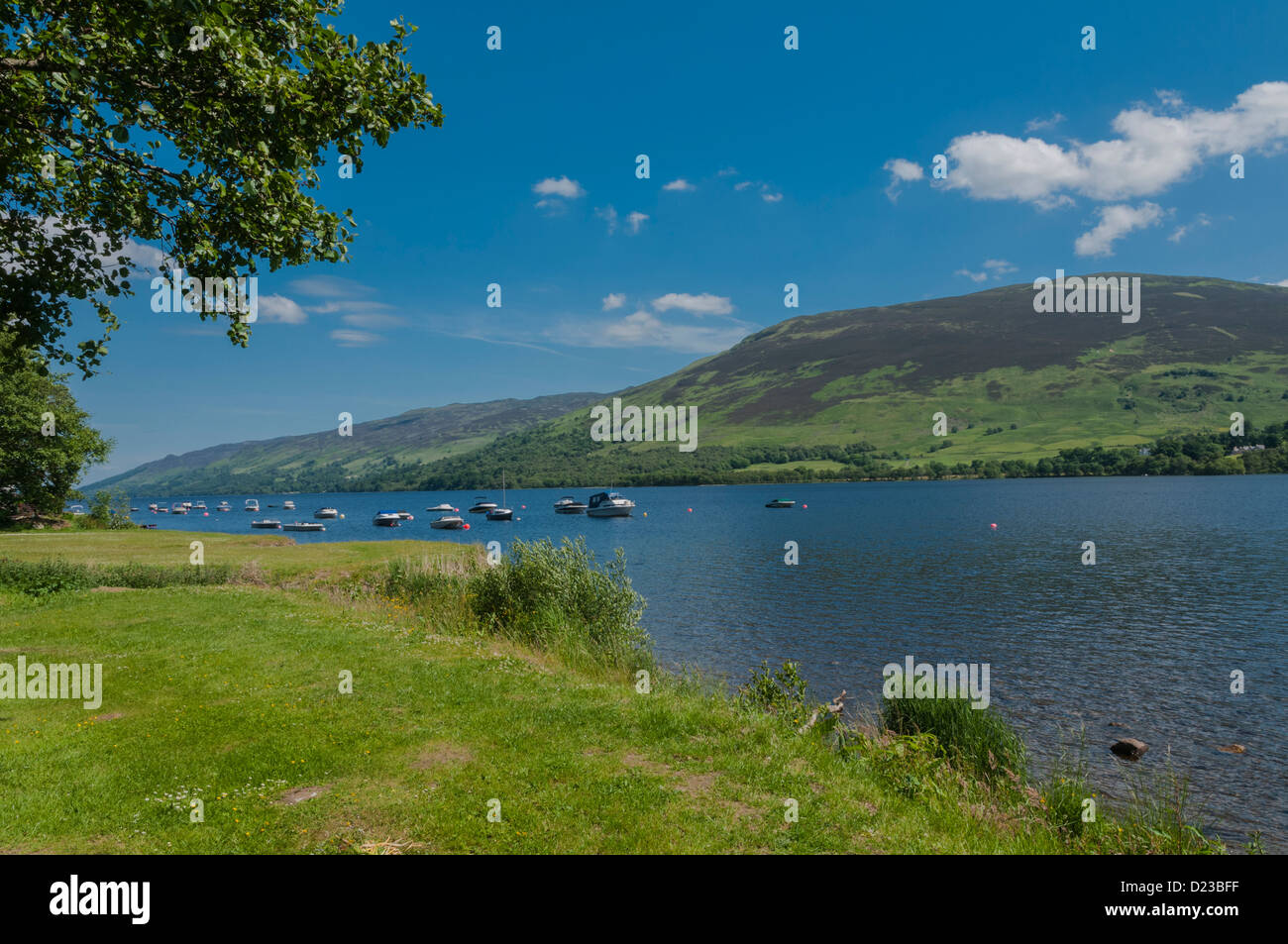 Boats on Loch Earn at Lochearnhead Stirling District Scotland Stock Photo