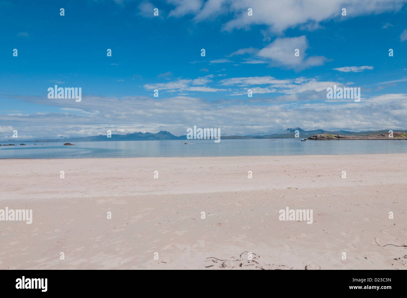 Mellon Udrigle Beach in summer with blue sky nr Laide Ross & Cromarty Highland Scotland Stock Photo