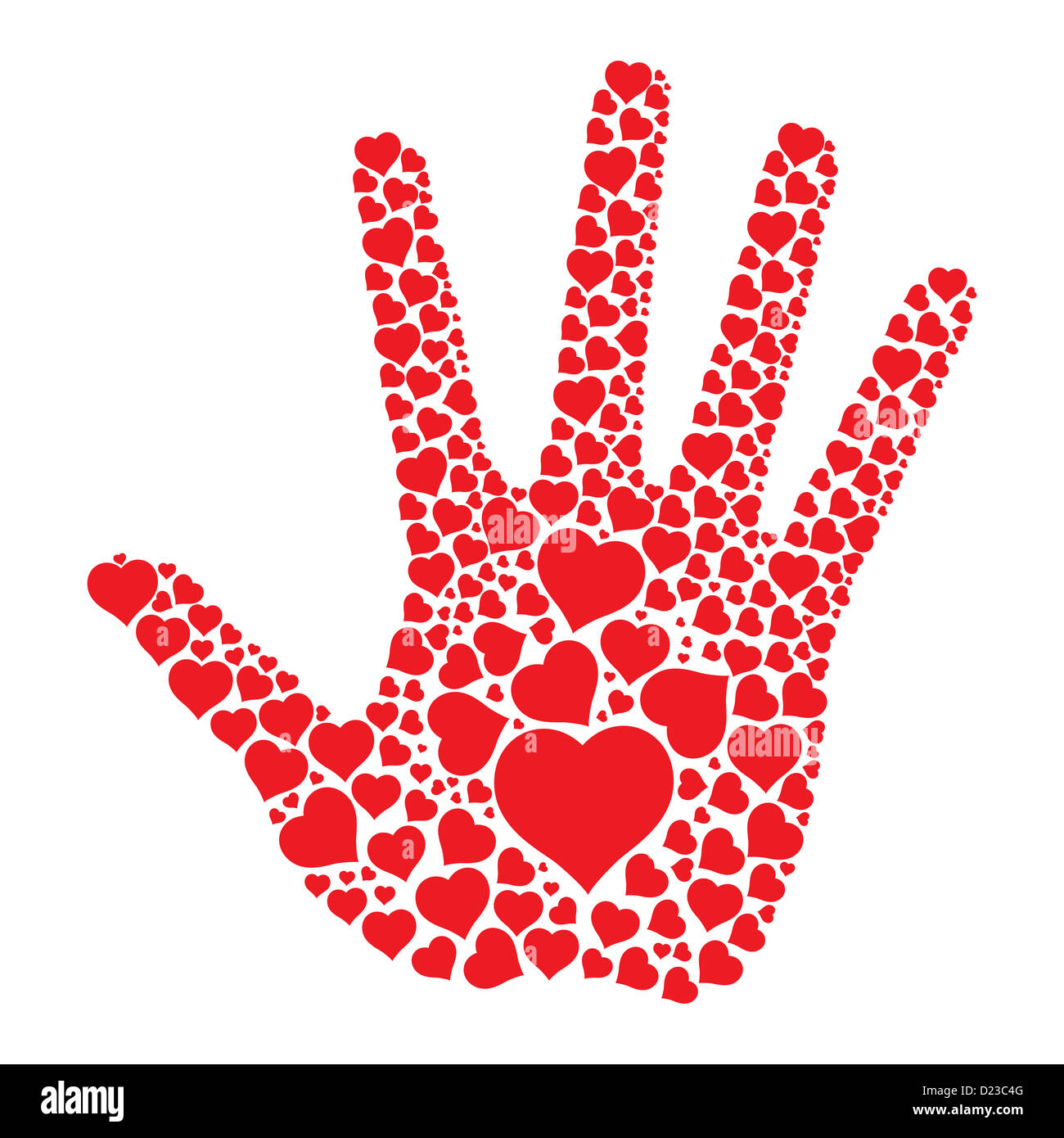 Hand print with hearts Stock Photo - Alamy