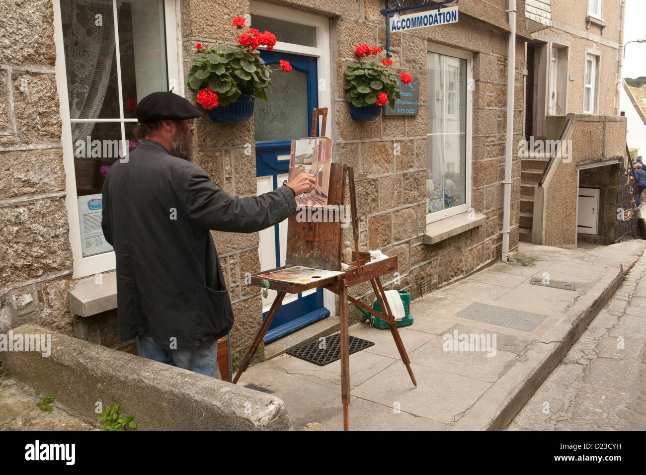 artist at work in St Ives, Cornwall Stock Photo