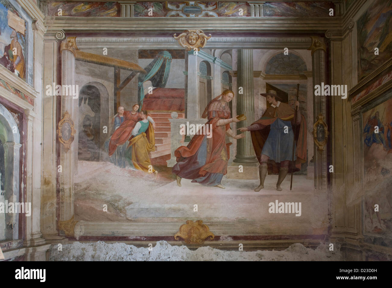 Piemonte: Sacro Monte di Francesco - fresco detail in chapel X Stock Photo