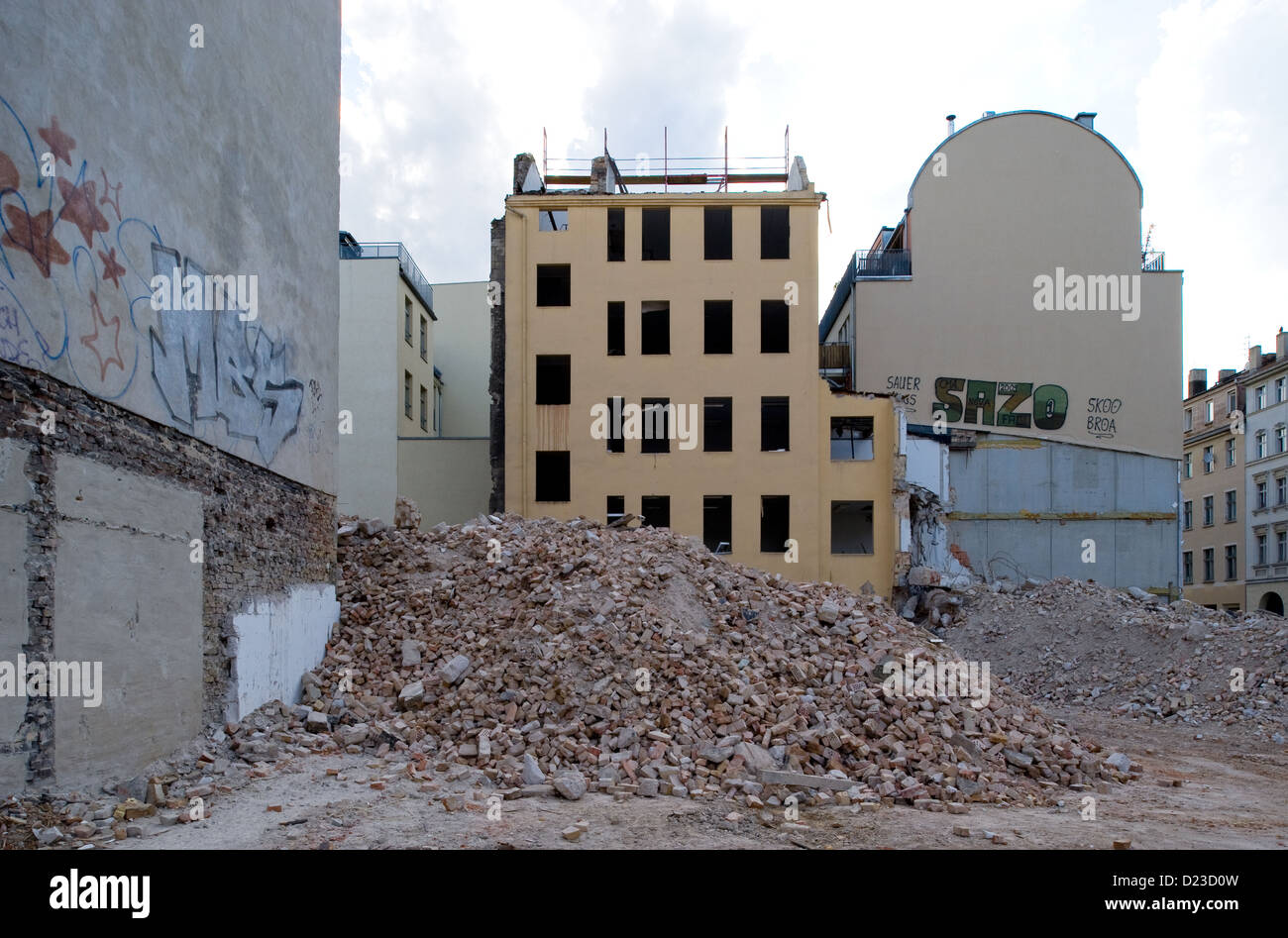 Berlin, Germany, demolition of houses in the Berlin Linienstrasse Stock Photo