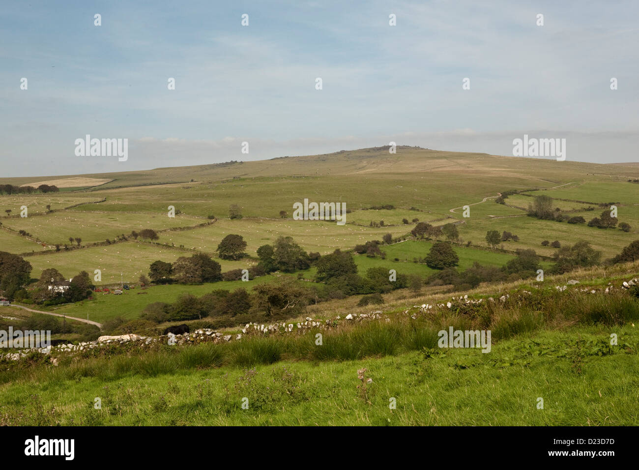view over fields in Devon, UK Stock Photo