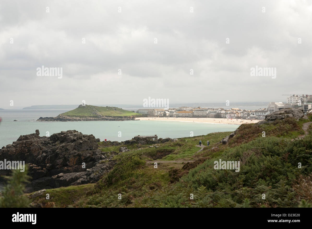 Coastal views at St Ives, Cornwall towards Porthmeir Beach Stock Photo