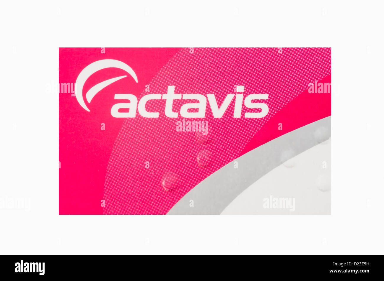 Actavis trademark on a packet of Bendroflumethiazide. Stock Photo