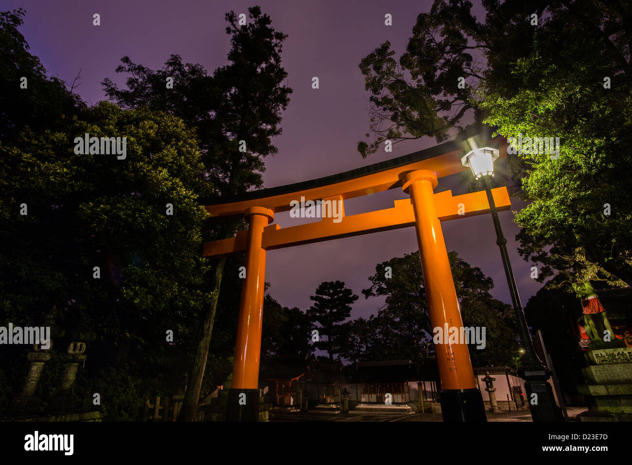 A red torii gate at the entrance to Fushimi Inari Shrine in Kyoto Stock ...