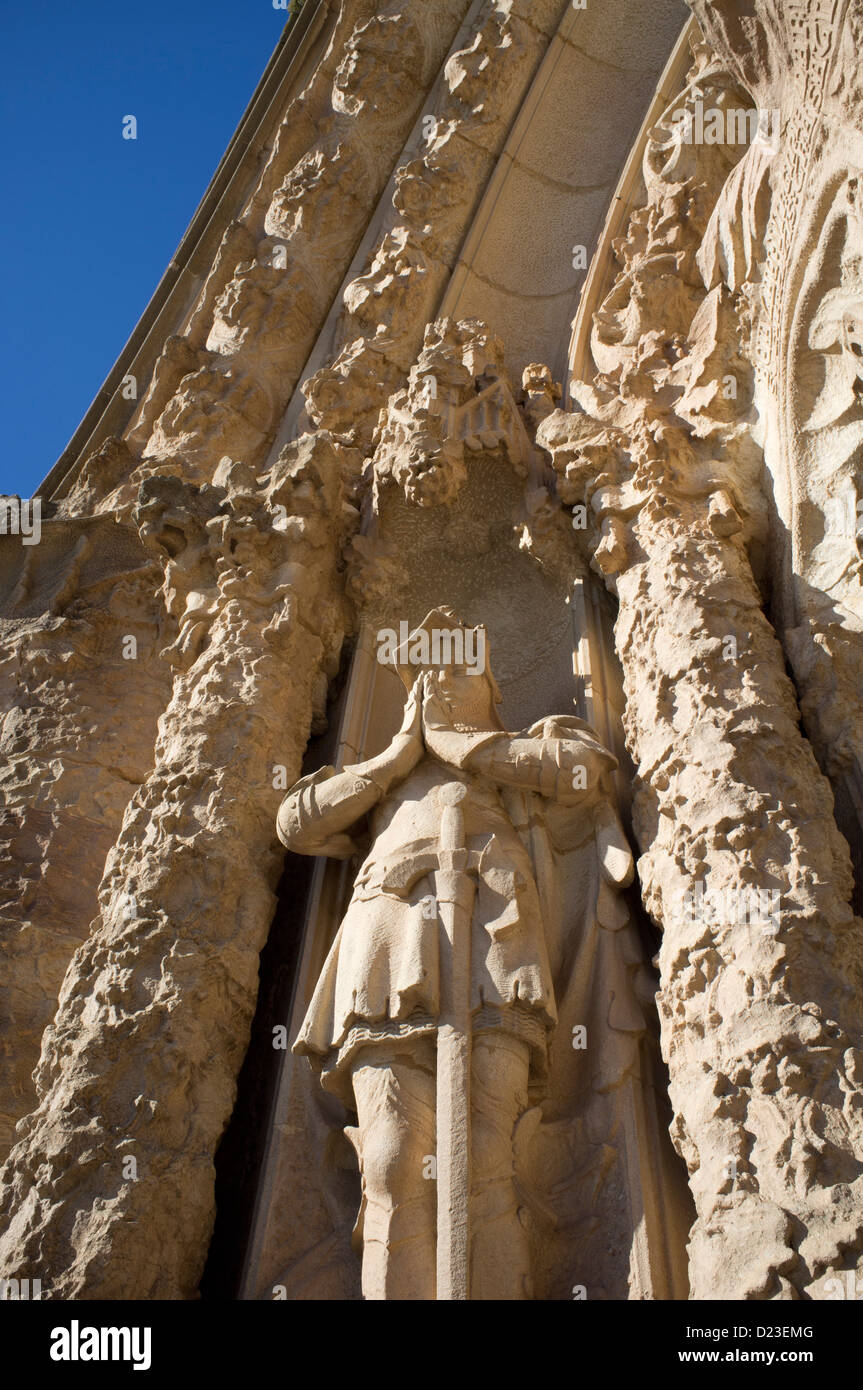 Stonework, Church of the Sacred Heart of Jesus, Barcelona, Spain Stock Photo