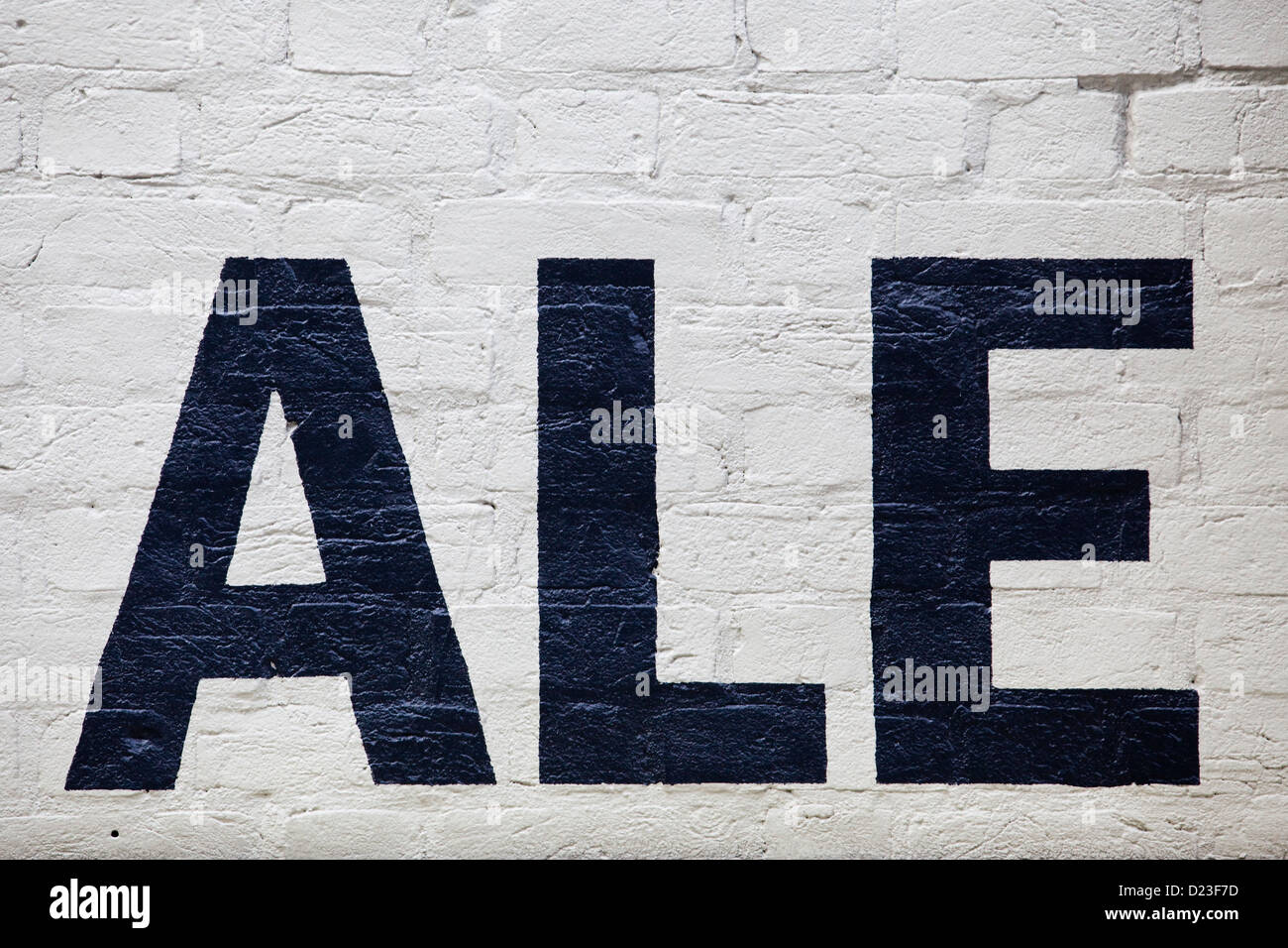White wall with the word Ale on it Stock Photo Alamy