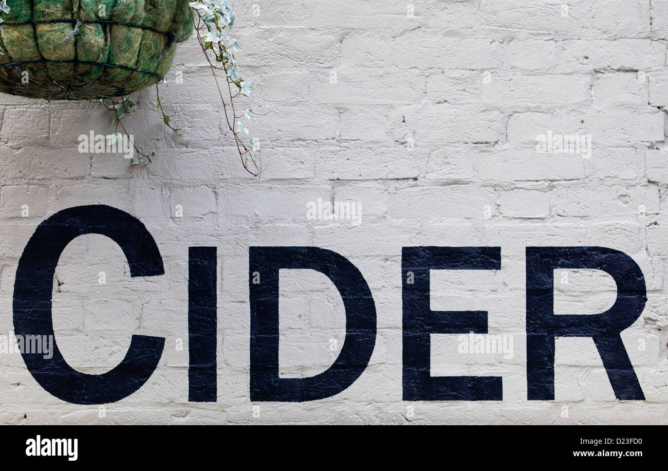 White wall with the word Cider on it Stock Photo Alamy