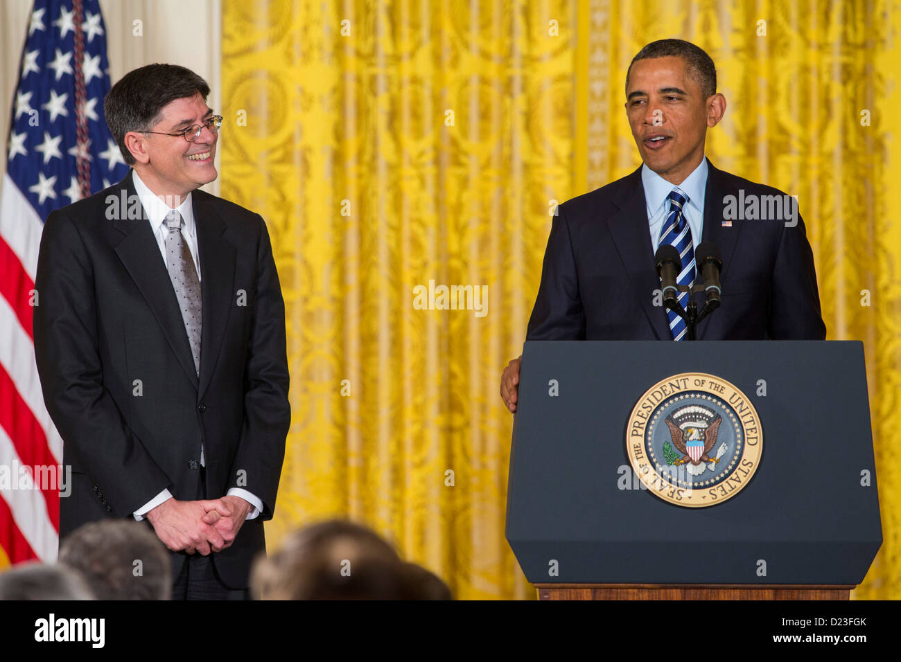President Barack Obama nominates Jack Lew for Secretary of the Treasury.  Stock Photo