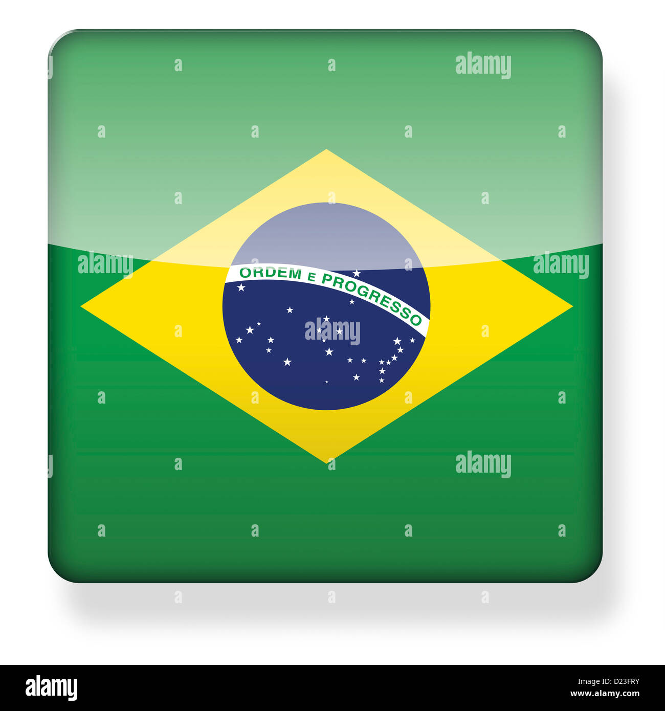 Brazil flag as an app icon. Clipping path included. Stock Photo