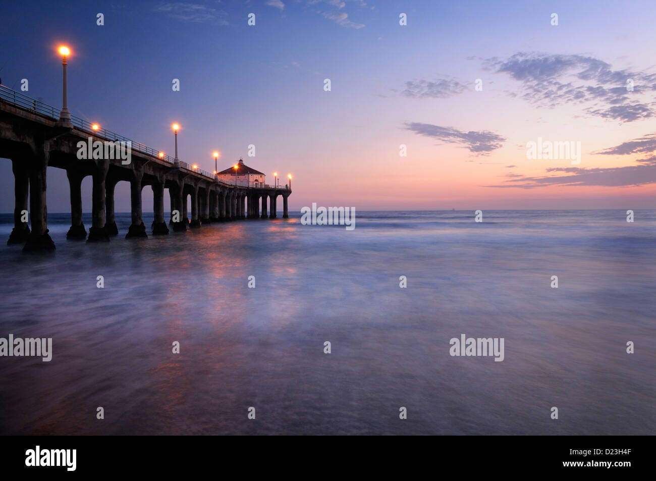 Pier at sunset, Manhattan Beach (near Los Angeles), California. Stock Photo