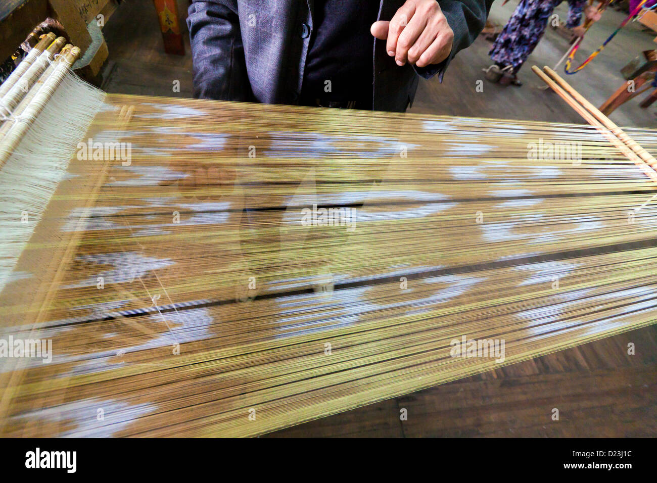 Silk factory in Margilan, Ferghana Valley, in Uzbekistan. Stock Photo