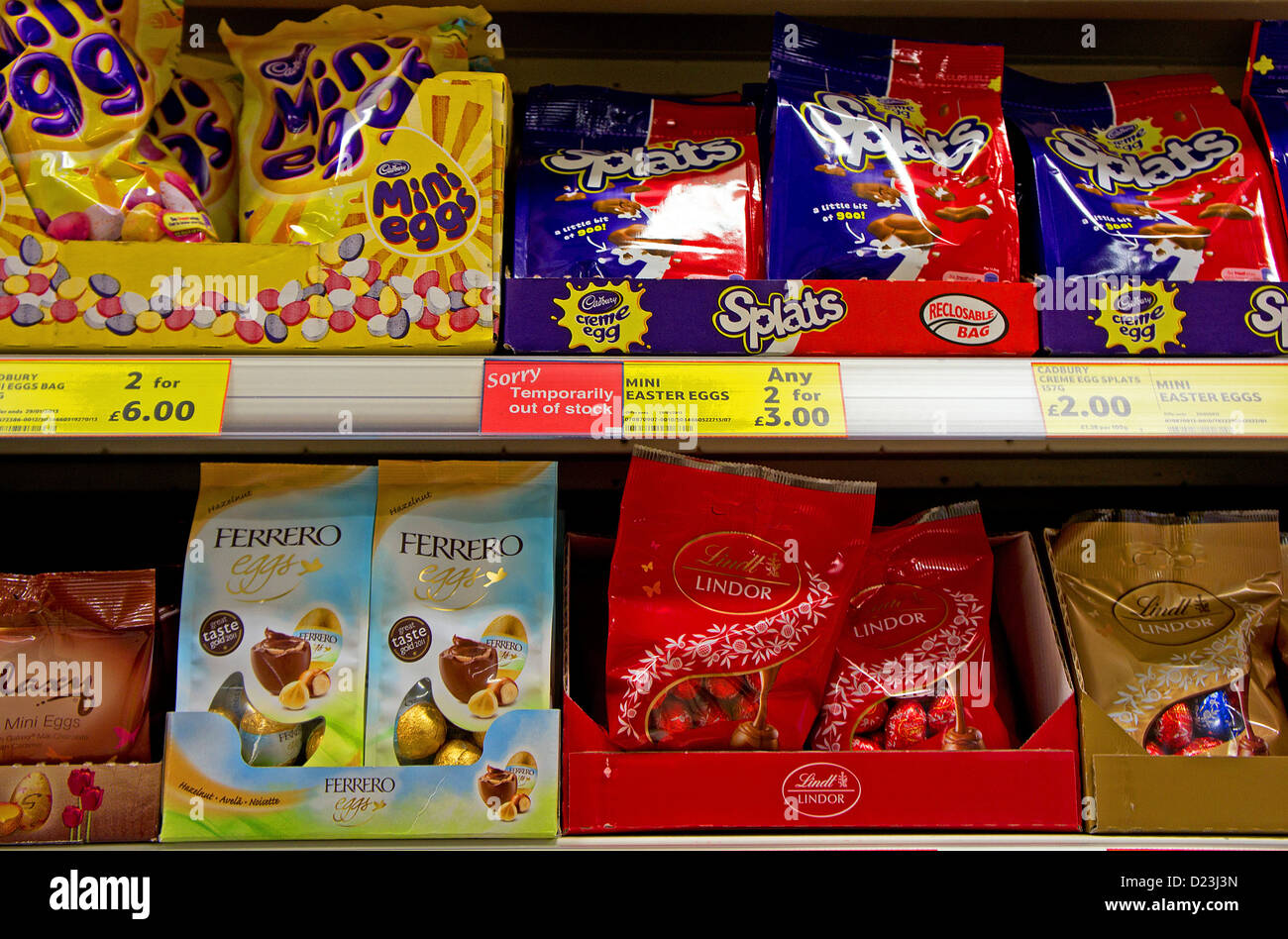 mini easter eggs on sale in a uk supermarket Stock Photo