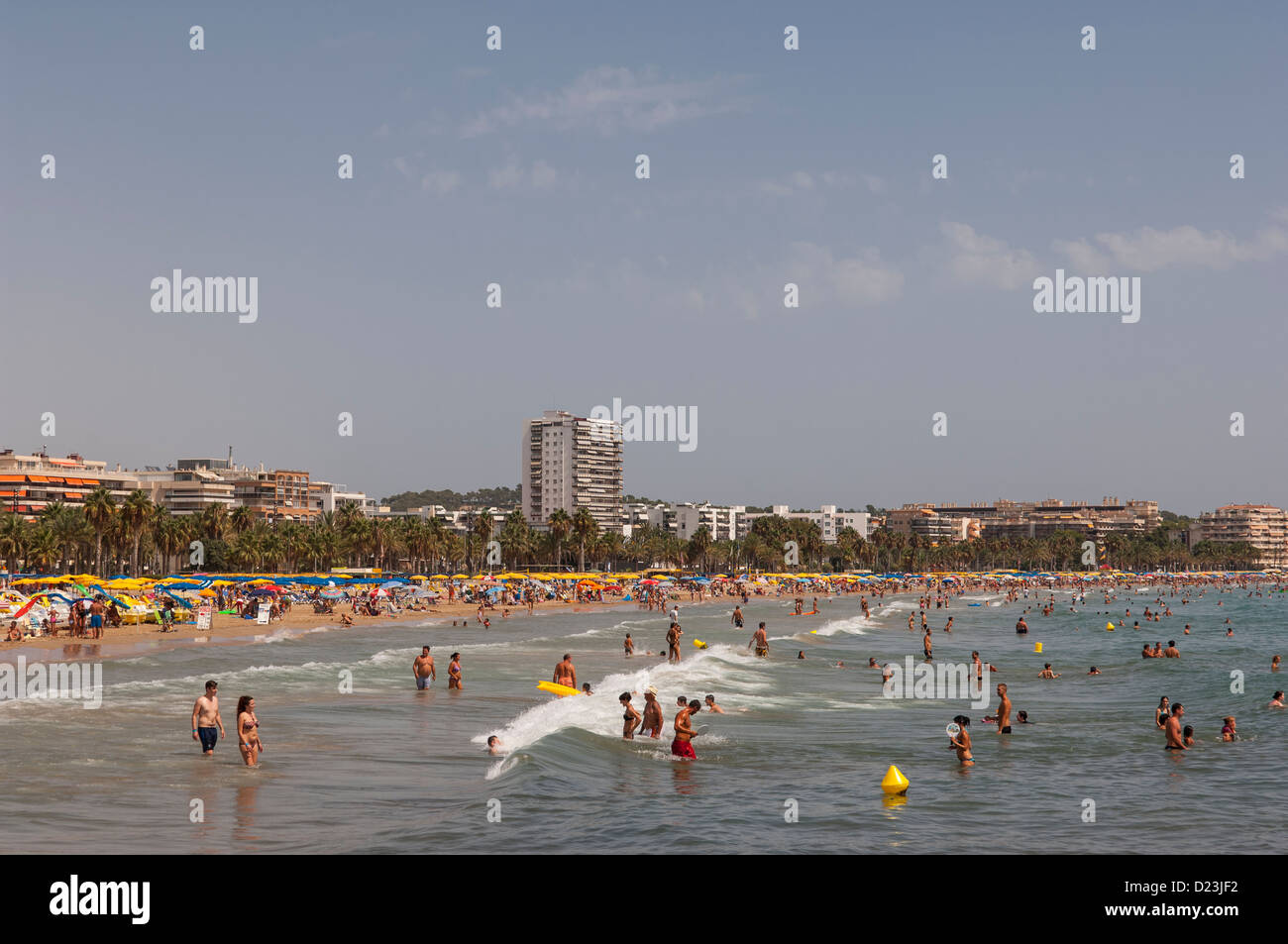 People on the beach at Salou , Costa Dorada , Spain Stock Photo