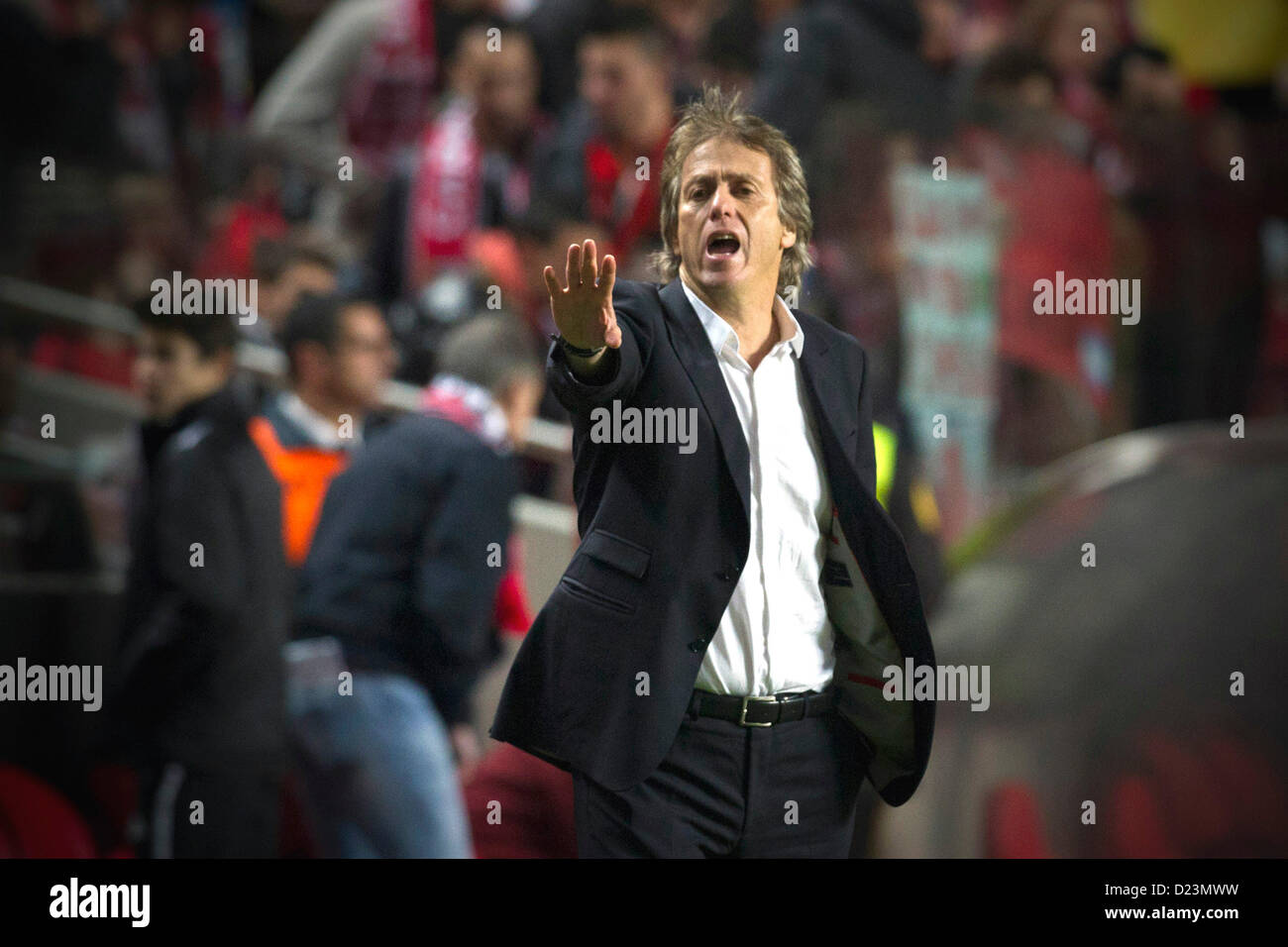 13.01.2013. Lisbon, Portugal - Jorge Jesus SL Benfica coach during the football derby between Benfica and FC Porto in round 14 of the Portuguese Zon Sagres League, at Benfica's Luz Stadium in Lisbon Stock Photo