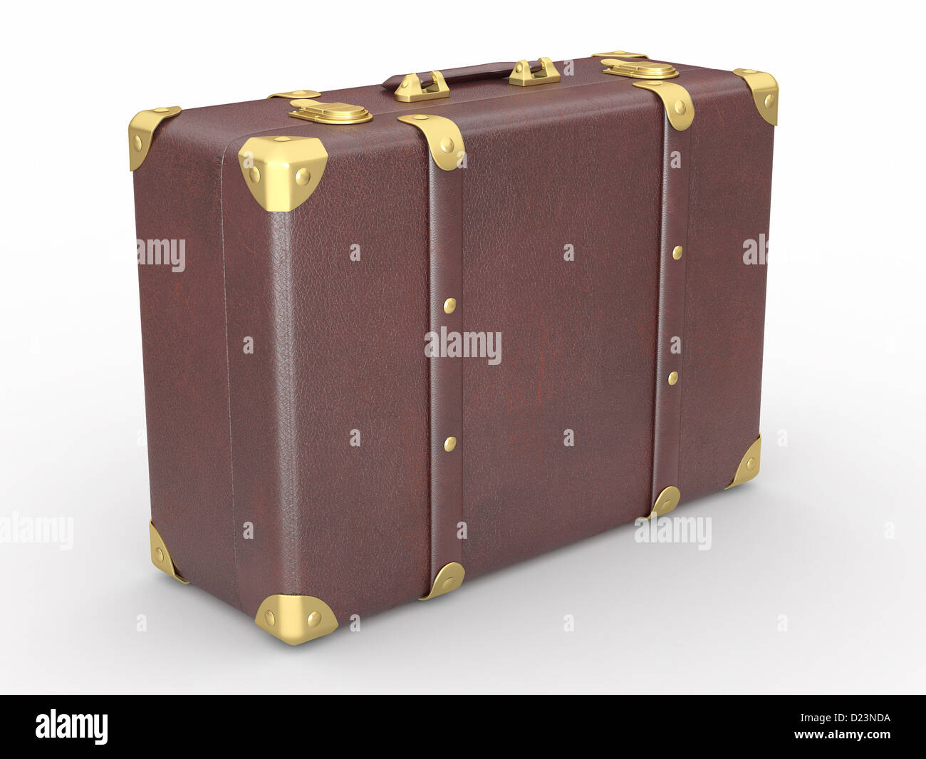 Leather suitcase on white isolated background. 3d Stock Photo - Alamy
