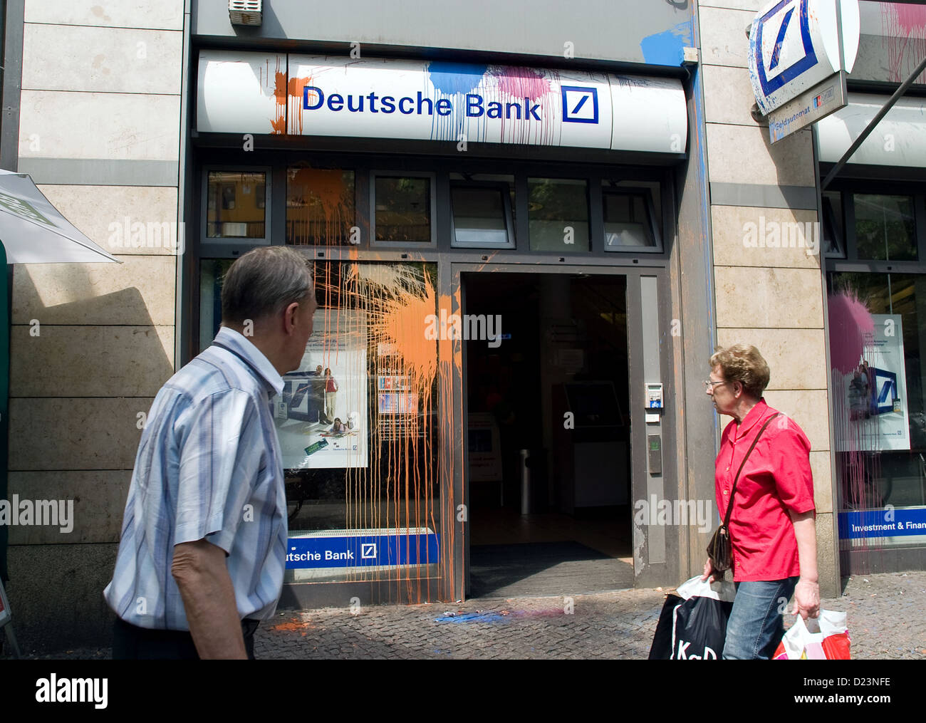 Berlin Germany Paint Bomb Attack On German Bank Stock Photo