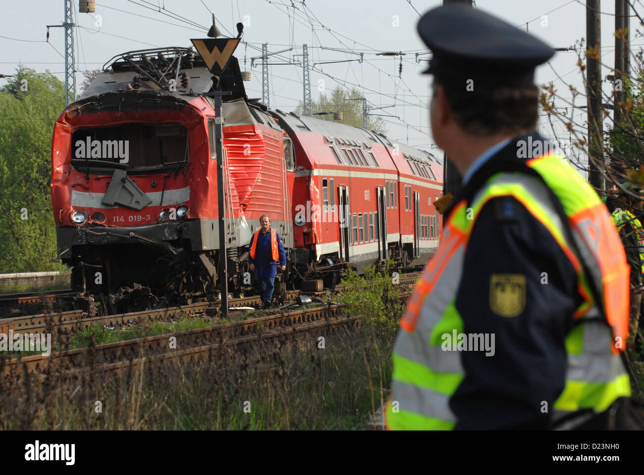 Berlin, Germany, train wreck in Berlin-Karow Stock Photo