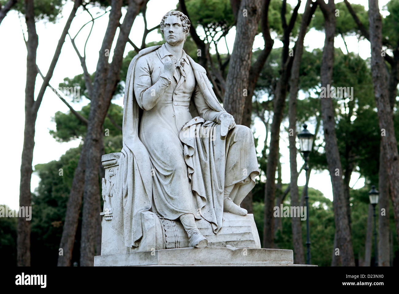 Lord Byron Rome Rome, Italy, the statue of Lord Byron in the park of Villa Borghese ...