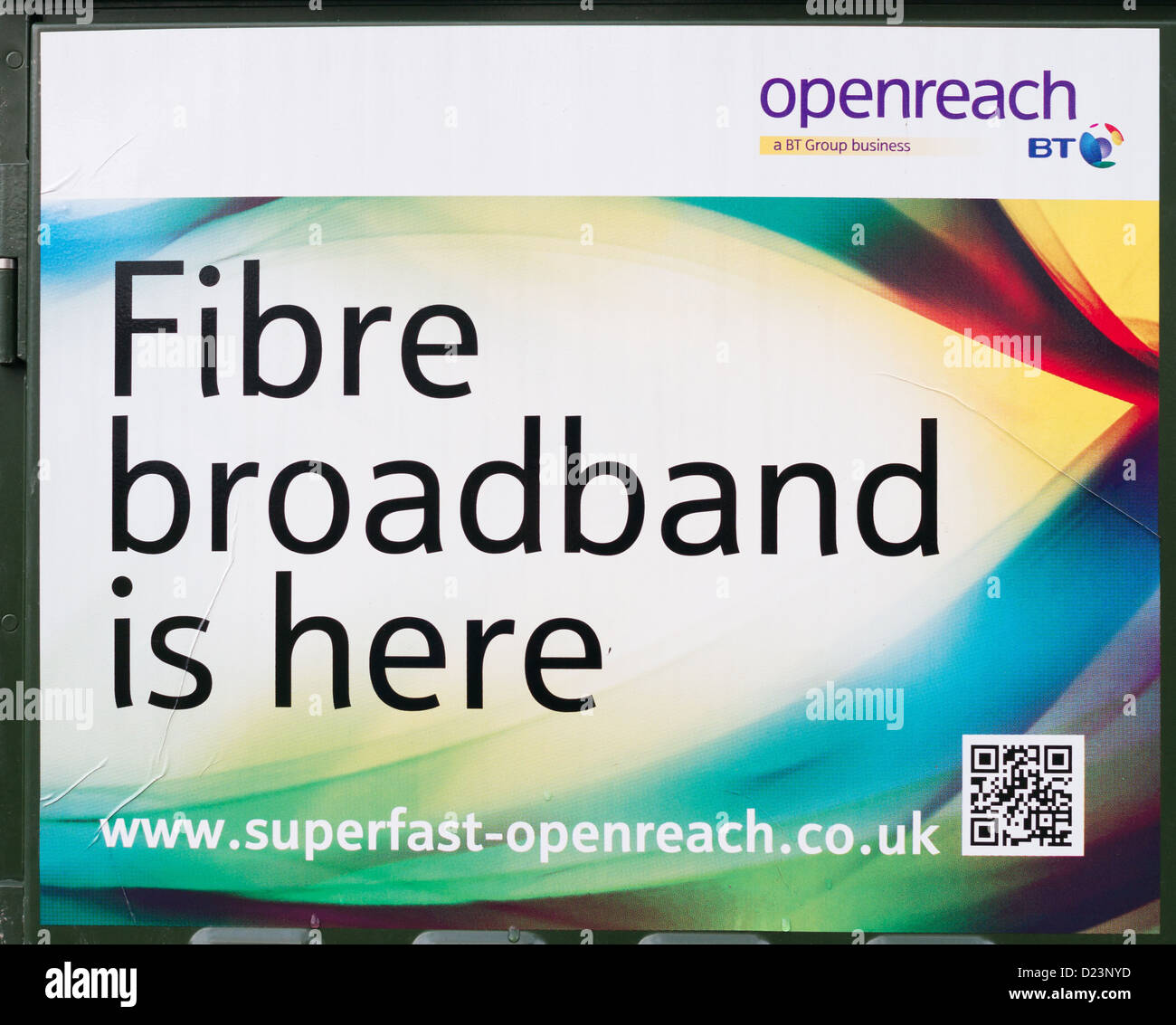 BT openreach fibre optic broadband sign north east England UK Stock Photo