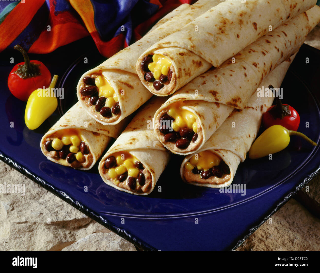 Mexican black bean and corn burritos Stock Photo Alamy