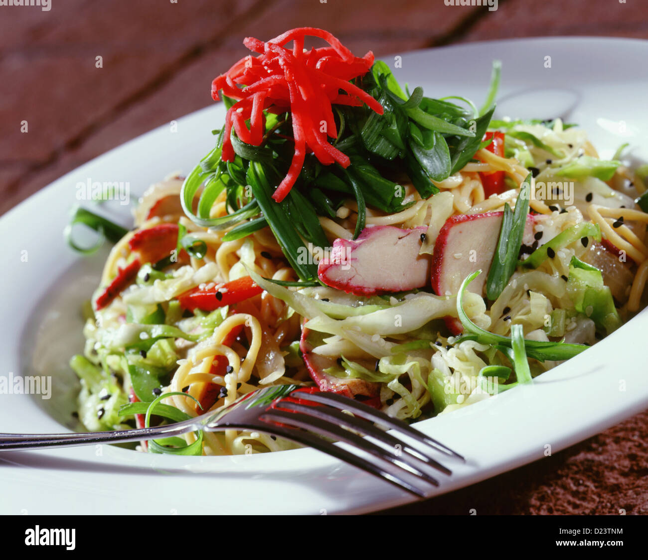 Asian chicken salad with noodles Stock Photo - Alamy