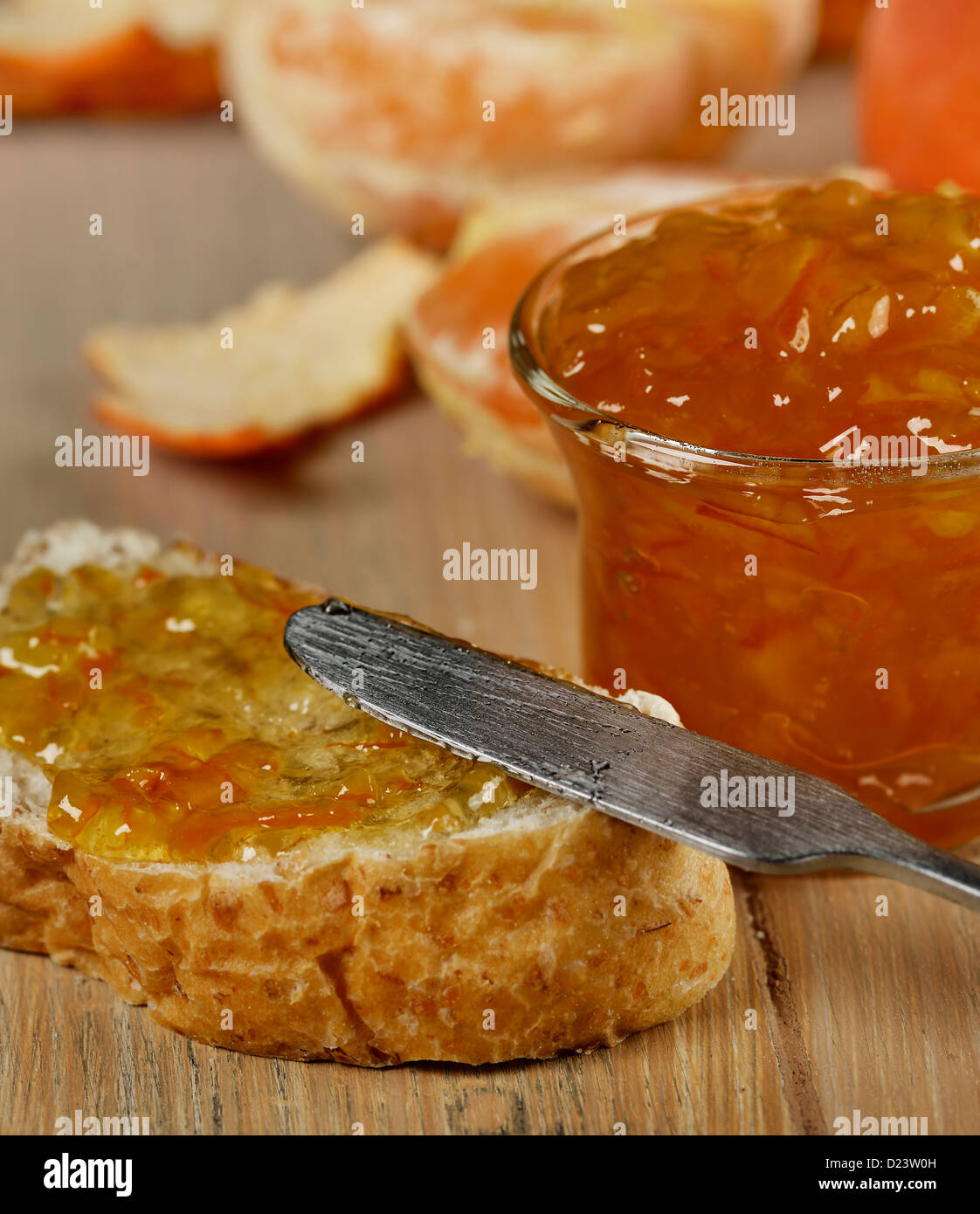 Orange Jam ,Fruits And Bread Stock Photo