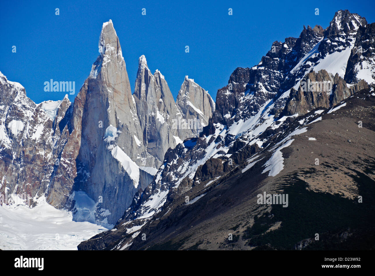 Cerro Torre in Fitz Roy Range of the Andes, Los Glaciares NP, Patagonia, Argentina Stock Photo