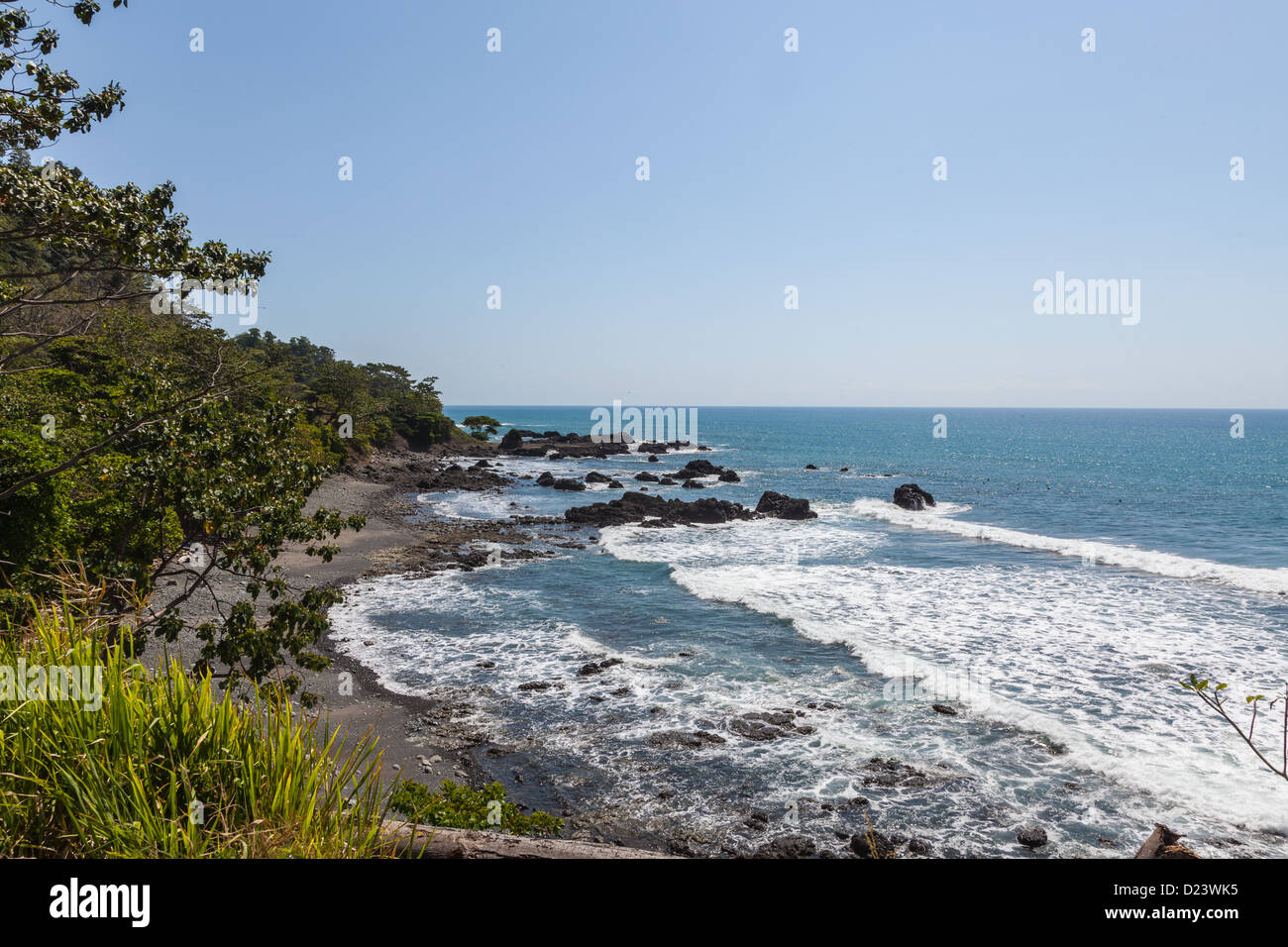 View from the cliffs to the south of Jaco, looking Southwards Stock Photo