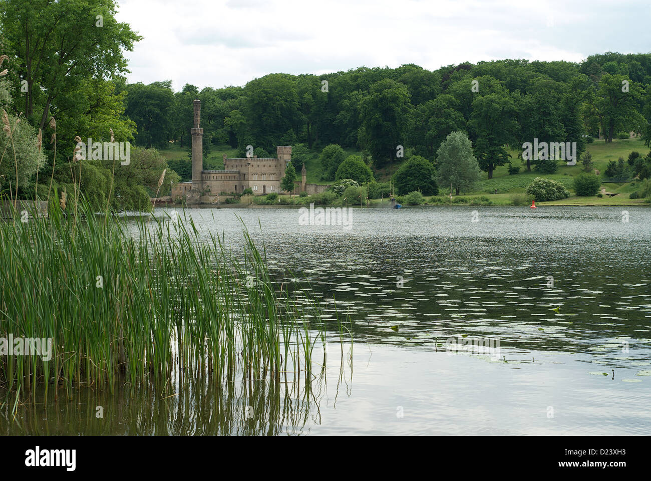 Potsdam, Germany, overlooking the Steam Engine House in Park Babelsberg Stock Photo