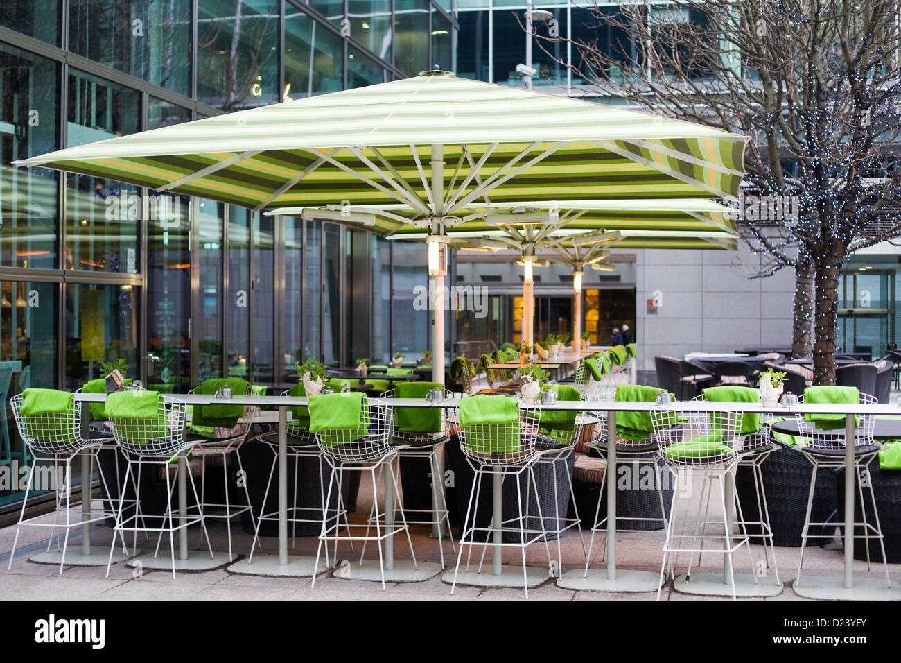 Empty Restaurant Tables outdoors Stock Photo Alamy