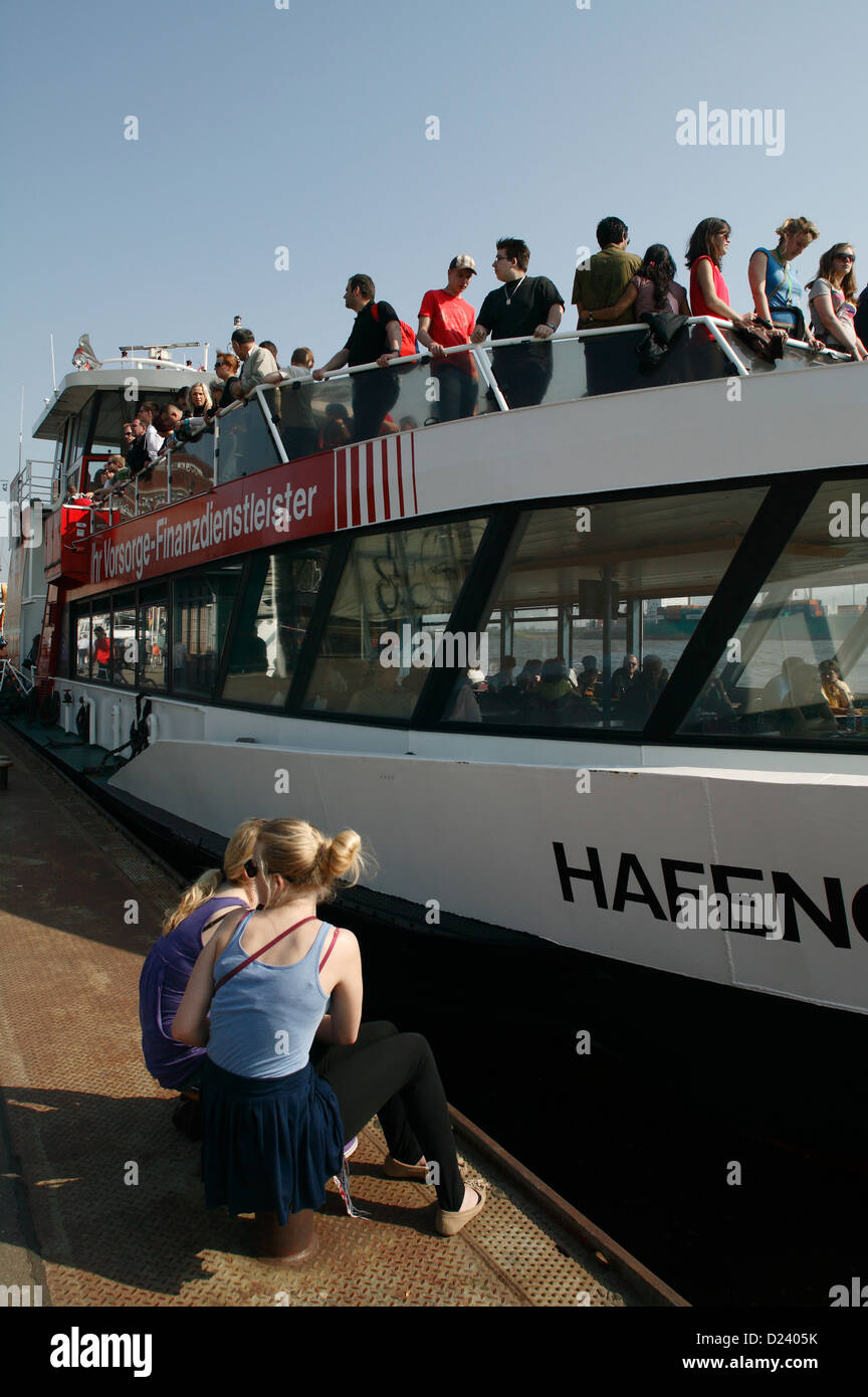 Hamburg, Germany, at a ferry pier Stock Photo
