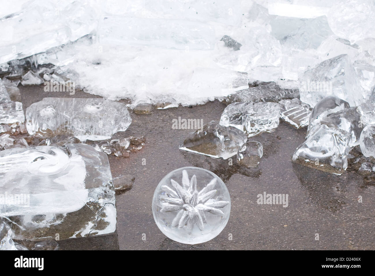 Ice sculptures Canary Wharf London England 'The Wonders of the Universe