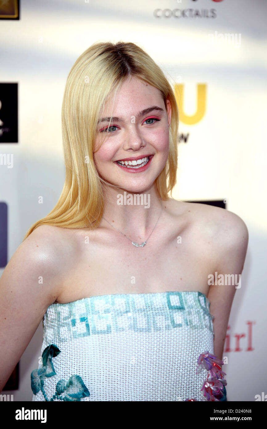 Actress Elle Fanning arrives at the 18th Annual Critics' Choice Awards at The Barker Hanger in Santa Monica, USA, on 10 January 2013. Photo: Hubert Boesl/dpa Stock Photo